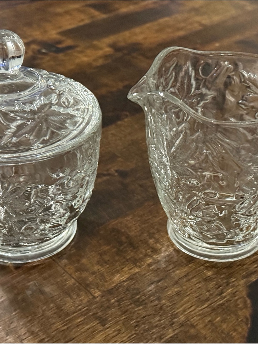 Vintage Princess House “Fantasia” pressed crystal creamer & sugar bowl with lid